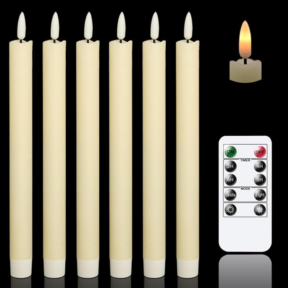 GenSwin Flameless Floating Candles Wand Halloween Decorations White 22pcs | 6H Timer, Battery Operated Hanging Window Candles, 24 Sticky Hook & Glue Dots, 0.45 x 6.1 In, 4.9 Ft Fishing Line