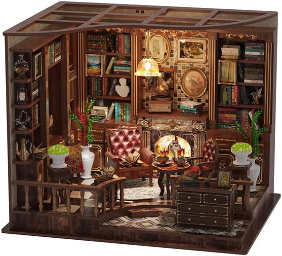 Lyrrez Left Bank Study Book Nook - DIY Book Nook Kit for Adults | Wooden Bookshelf 3D Book Nook Miniature Kit with LED Lights, Puzzle Decor for Book Lovers, 248 PCS, Bookshelf Insert Decor