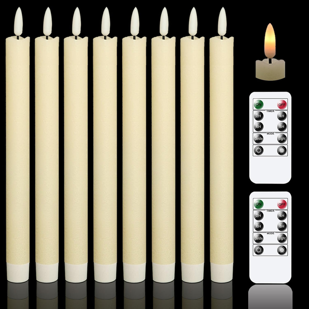 GenSwin Flameless Floating Candles Wand Halloween Decorations White 22pcs | 6H Timer, Battery Operated Hanging Window Candles, 24 Sticky Hook & Glue Dots, 0.45 x 6.1 In, 4.9 Ft Fishing Line