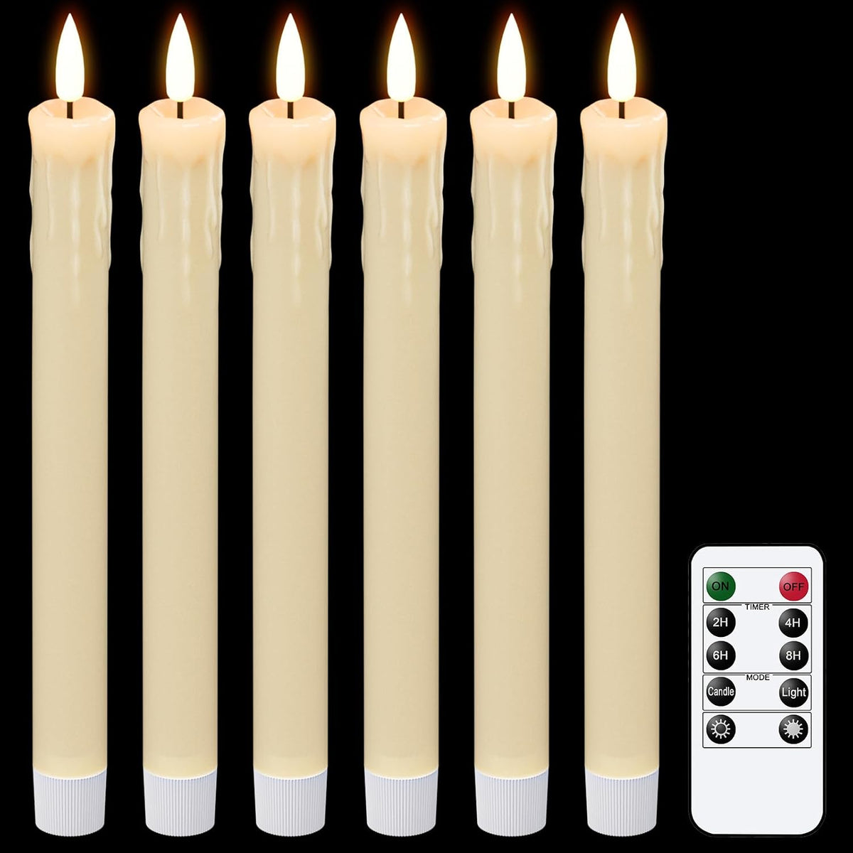 GenSwin Flameless Floating Candles Wand Halloween Decorations White 22pcs | 6H Timer, Battery Operated Hanging Window Candles, 24 Sticky Hook & Glue Dots, 0.45 x 6.1 In, 4.9 Ft Fishing Line