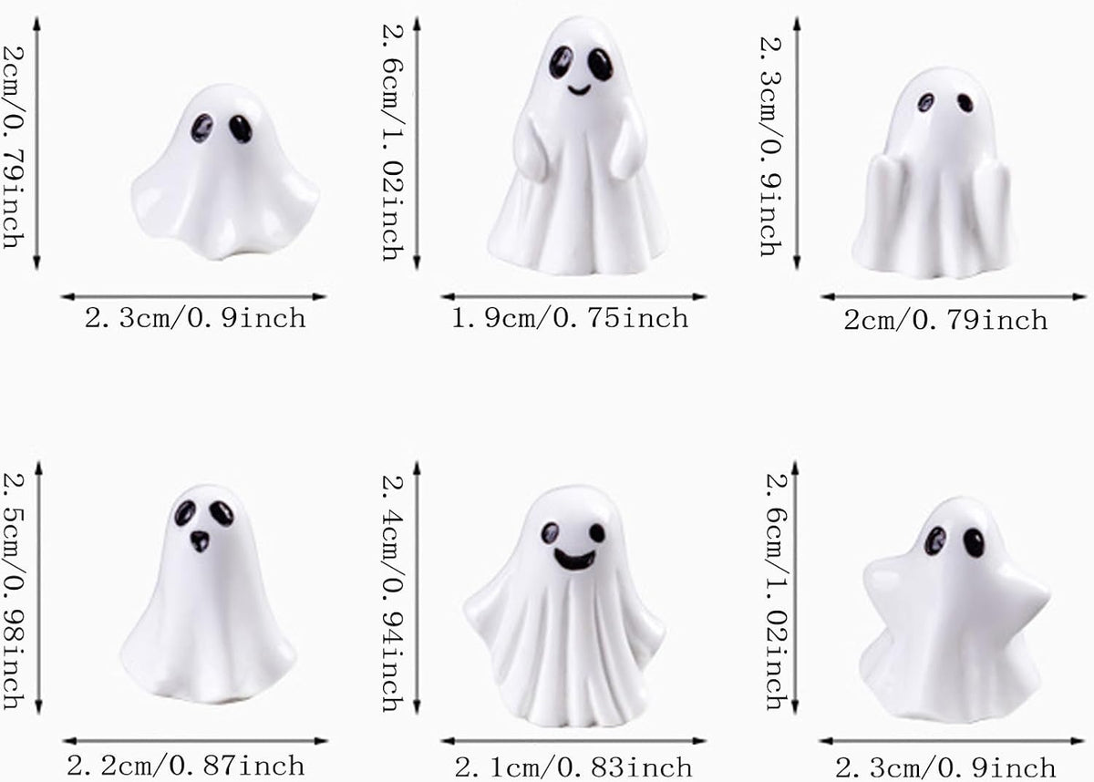 60pcs Mini Halloween Ghost Figurines, Small Ghost Figurines Halloween Decor | Miniature Spooky Tiny Sculptures for Tiered Tray Cake Topper Halloween Party Spooky Theme Holiday Celebration Supplies