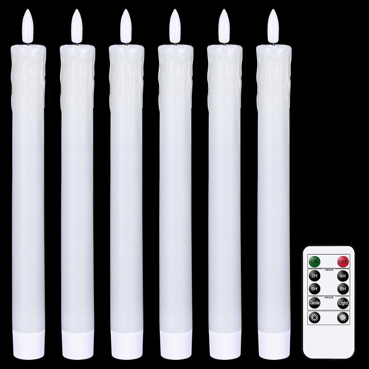 GenSwin Flameless Floating Candles Wand Halloween Decorations White 22pcs | 6H Timer, Battery Operated Hanging Window Candles, 24 Sticky Hook & Glue Dots, 0.45 x 6.1 In, 4.9 Ft Fishing Line