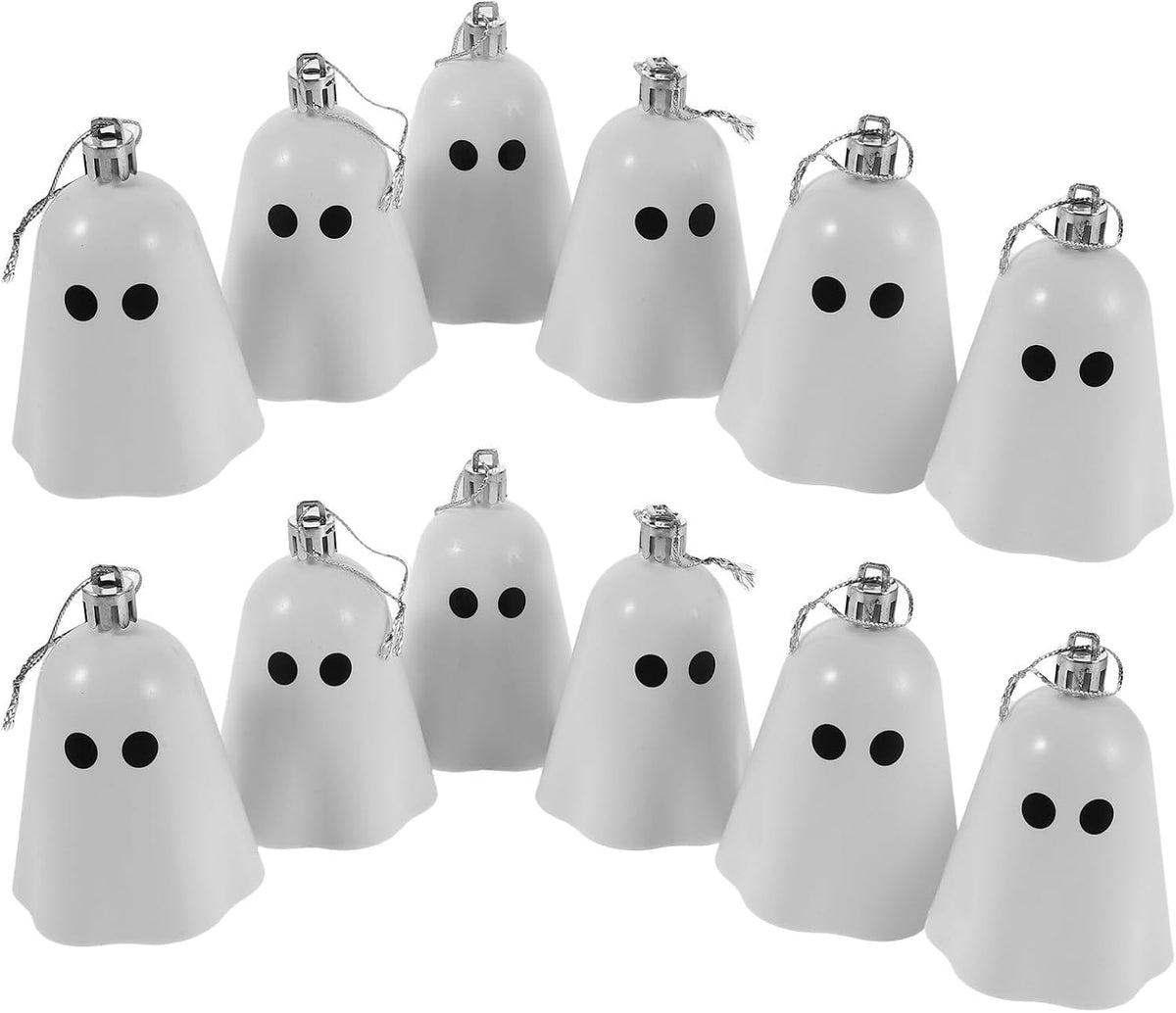 Halloween Ghost Ornament 12pcs Resin Hanging Decor for Hooks | White Mini Pendants, Space-saving Choice for Tree Branches, Doors, Office Workers and Party Hosts
