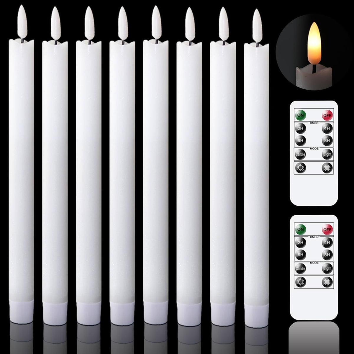 GenSwin Flameless Floating Candles Wand Halloween Decorations White 22pcs | 6H Timer, Battery Operated Hanging Window Candles, 24 Sticky Hook & Glue Dots, 0.45 x 6.1 In, 4.9 Ft Fishing Line