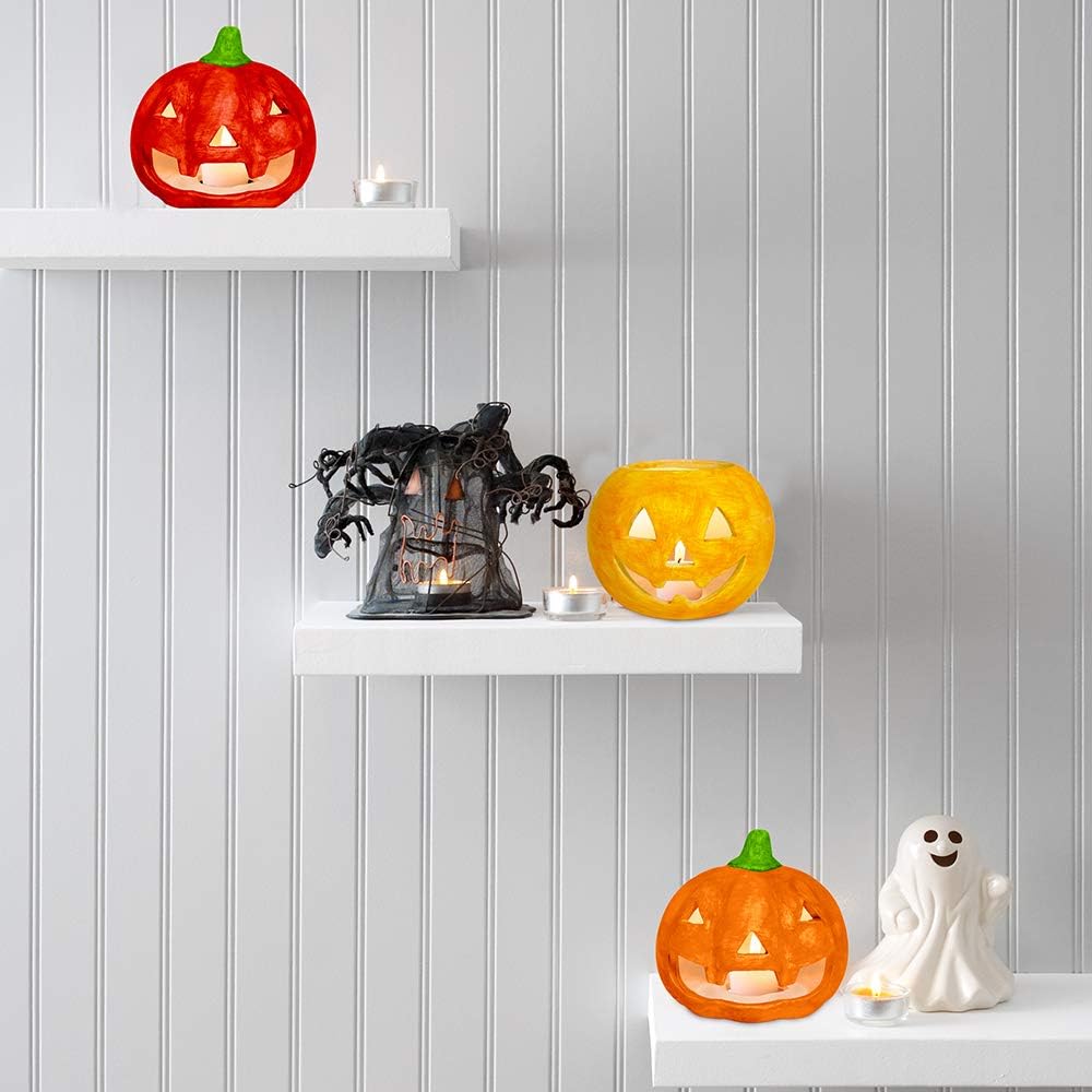 Winlyn 6 Sets DIY Ceramic Pumpkins Jack-o'-Lanterns Figurines Paint Craft Kit Unpainted Bisque Ceramics Pumpkins Ready to Paint for Kids Classroom Art Project Fall Gift Favors Halloween Party Decor