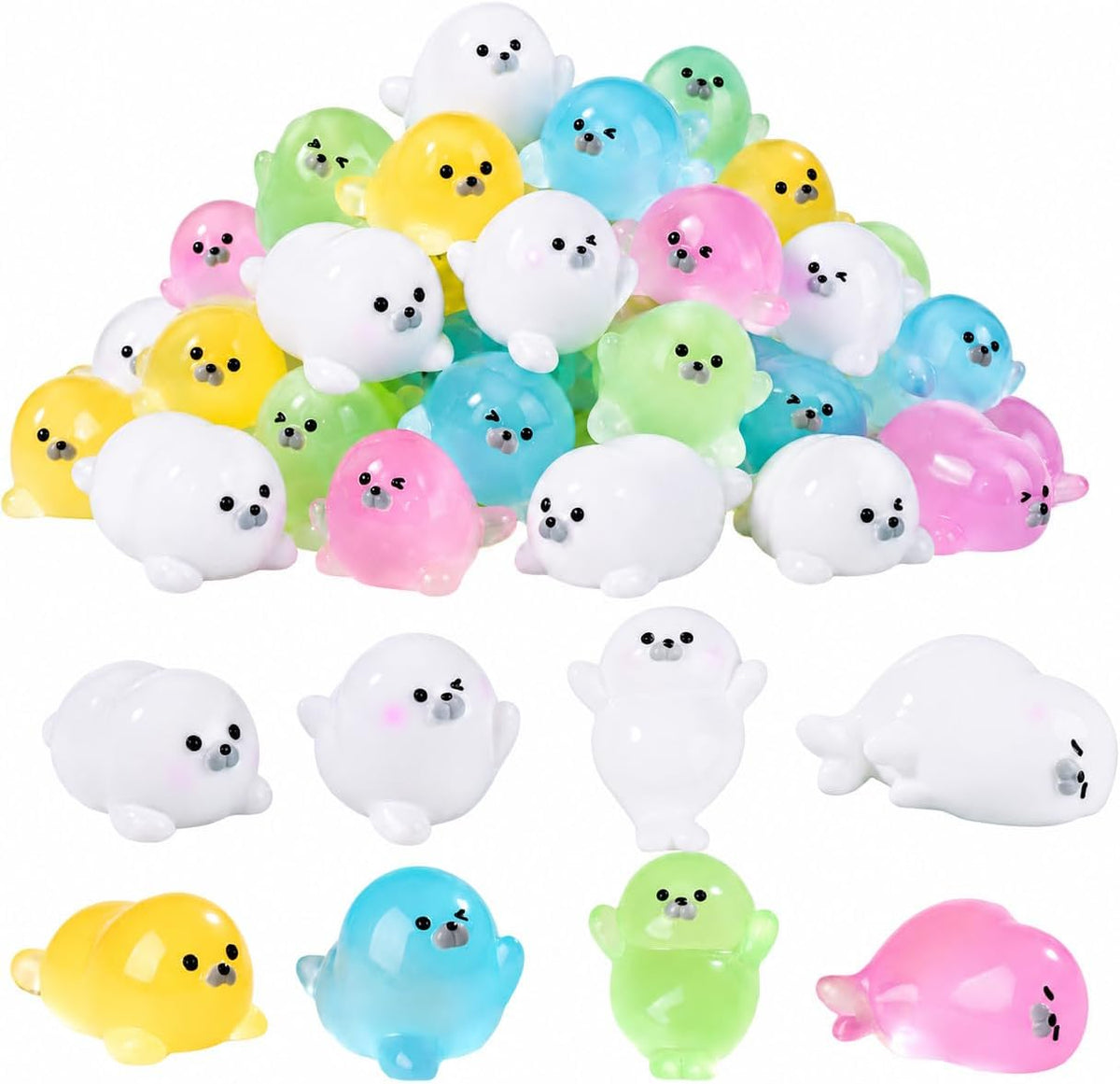 60Pcs Glow in the Dark Halloween Resin Charms, Mini Pumpkin and Ghost Resin Figurines,Halloween Craft Fillers for Car Dashboard Ornaments,Fairy Garden Accessories,Moss Terrarium Decor,DIY Projects