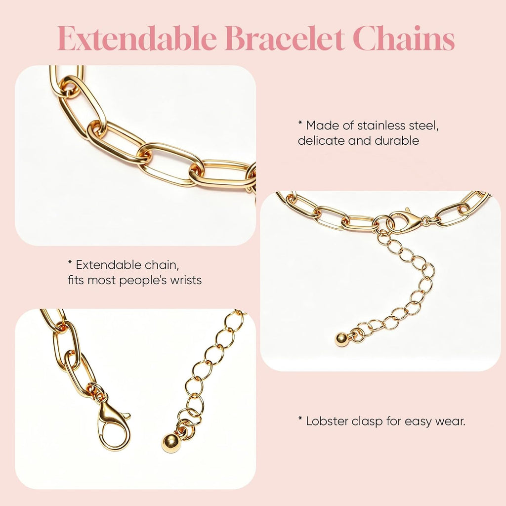 Friendship Bracelet Making Kit, DIY Jewelry Making Kit for Craft Night Beginners, Personalized Charms Birthday Gift with 12 Set Anti-Tarnish Chains & 78 Pcs Letters Charms