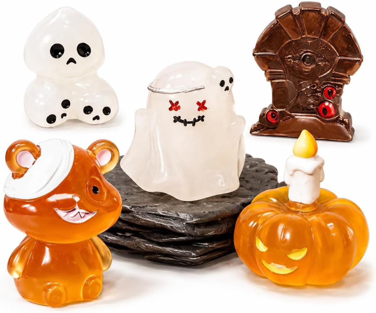 Gonlylai 5 Pcs Mini Halloween Resin Figurines，3Set | Hand‑blown glass craftsmanship with vivid festive details