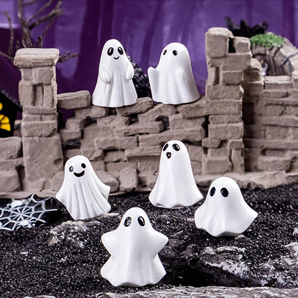 60pcs Mini Halloween Ghost Figurines, Small Ghost Figurines Halloween Decor | Miniature Spooky Tiny Sculptures for Tiered Tray Cake Topper Halloween Party Spooky Theme Holiday Celebration Supplies