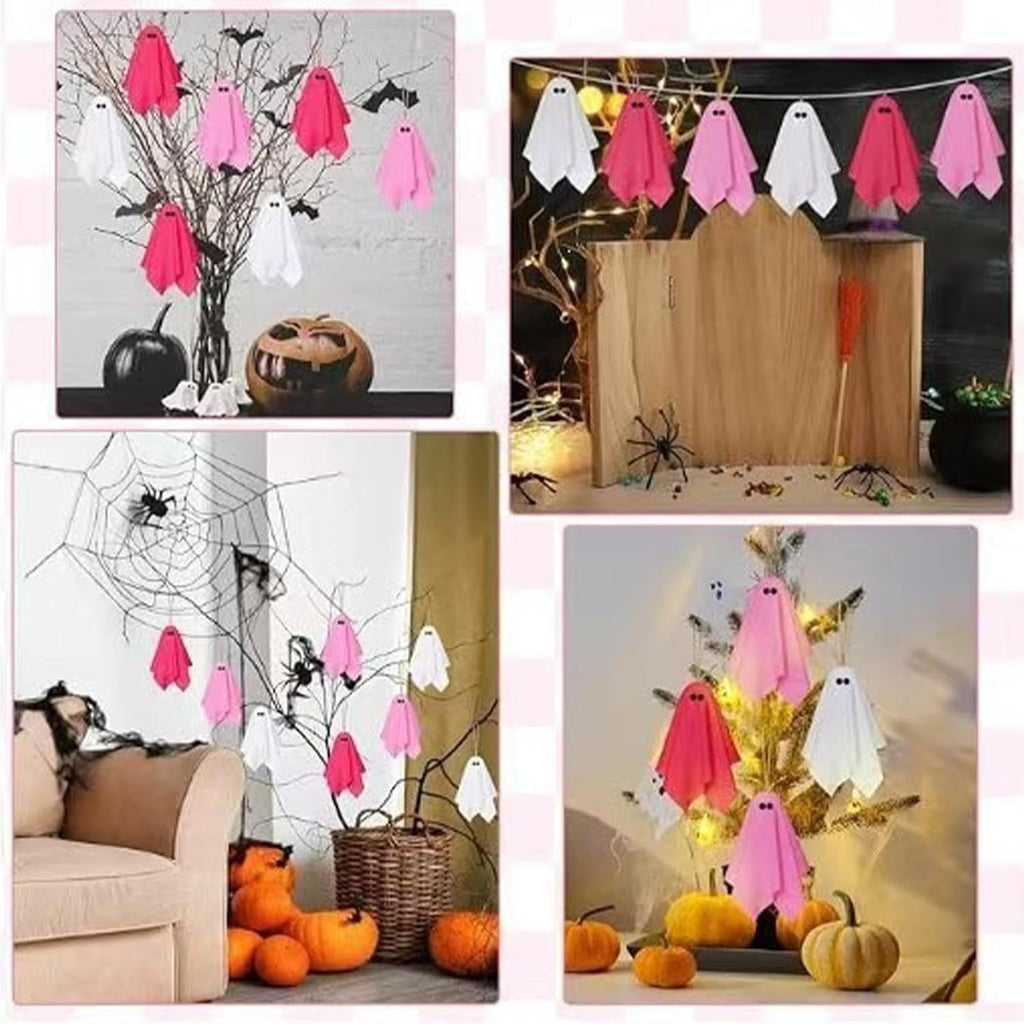 Halloween Ornaments Set – 15 Pieces Spooky Small Ghost Hanging Decors | | Miniature Tree Baubles Resin Pendants for Indoor Outdoor Holiday Party Wreath Garland Festive Table Top Display Accessories