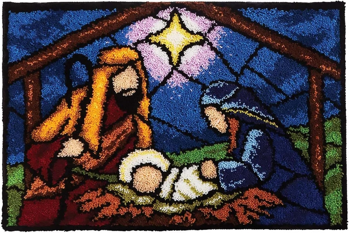 Latch Hook Rug Kit, Sunflower Pattern Printed Canvas DIY Rug Crochet Yarn Kits, Embroidery Decoration 20.4 X 20.4 (52 * 52cm)
