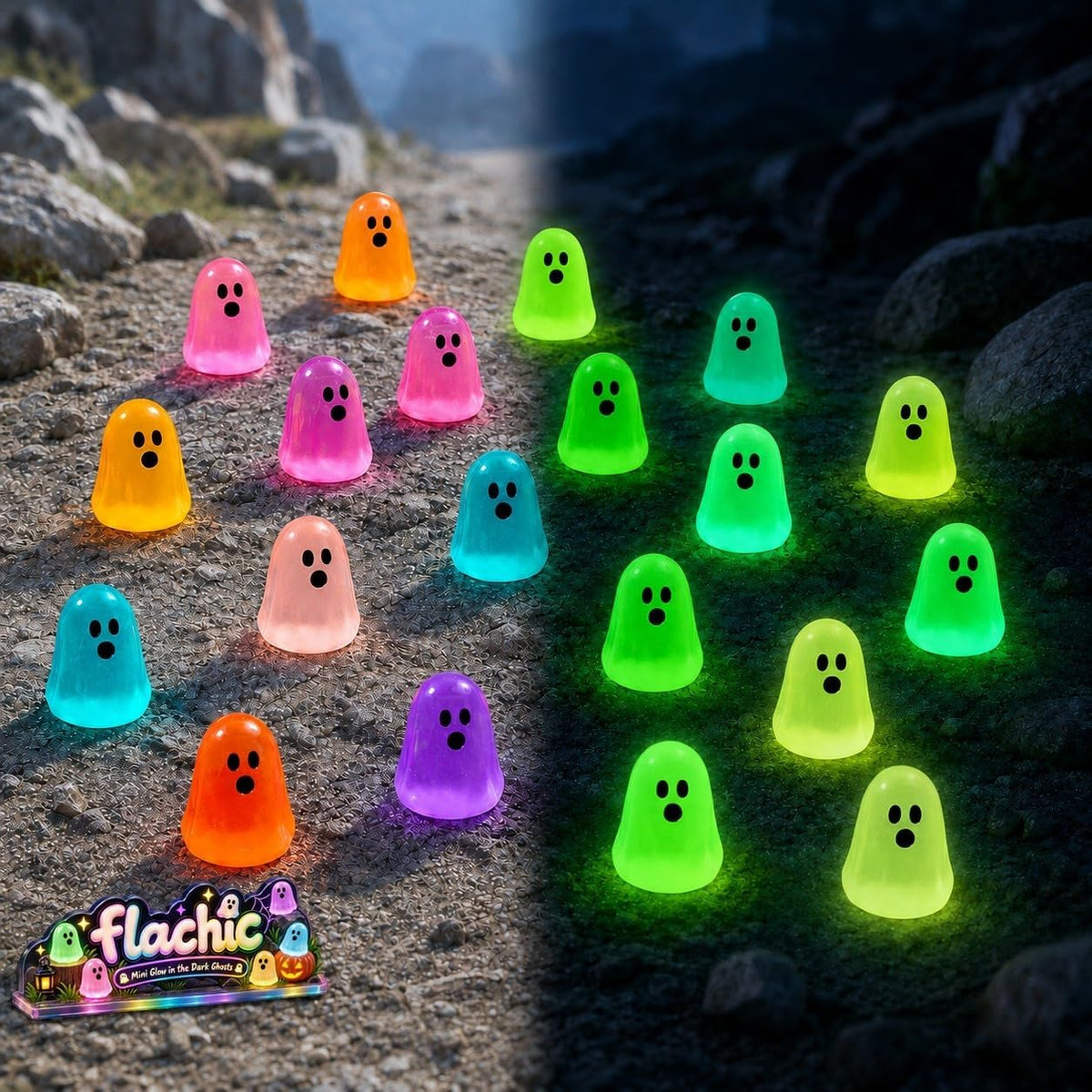 20/30/50/100/200/500pcs Mini Resin Ghosts Glow in the Dark Halloween Bulk | Tiny Positive Luminous Figures Little Spooky Glowing Cute Party Favors Toys Ornaments Gifts Statue Charms Small Figurines