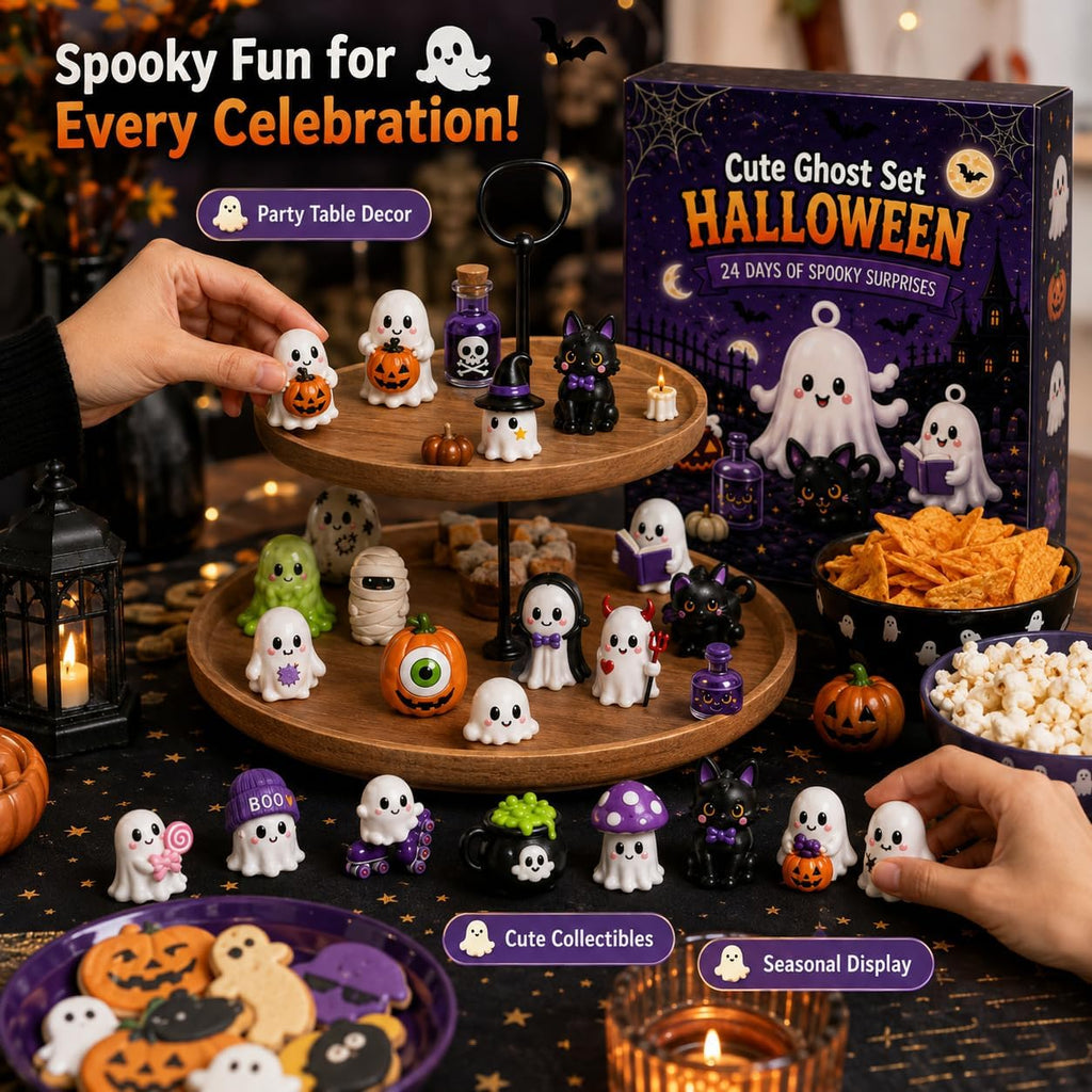 Gonlylai Cute Ghost Mini Resin Figurine Set | Surprise blind door design