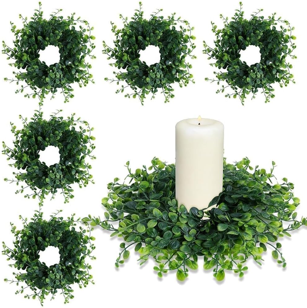 8 PCS Small Halloween Wreaths Mini Black Halloween Candle Rings | 6 Inch Halloween Cabinet Bows Wreaths, Hanging Wreath for Front Door Window Decoration Kitchen Cabinet Fireplace Home Decor