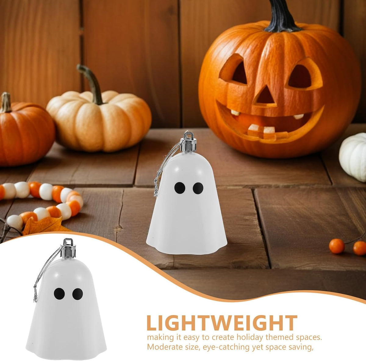 Mini Hanging Ghosts 12pcs Resin Halloween Wall Decorations Halloween Season | White Ornament Set for Branches and Door Handles, Space-saving Style for Office Desks and Living Rooms