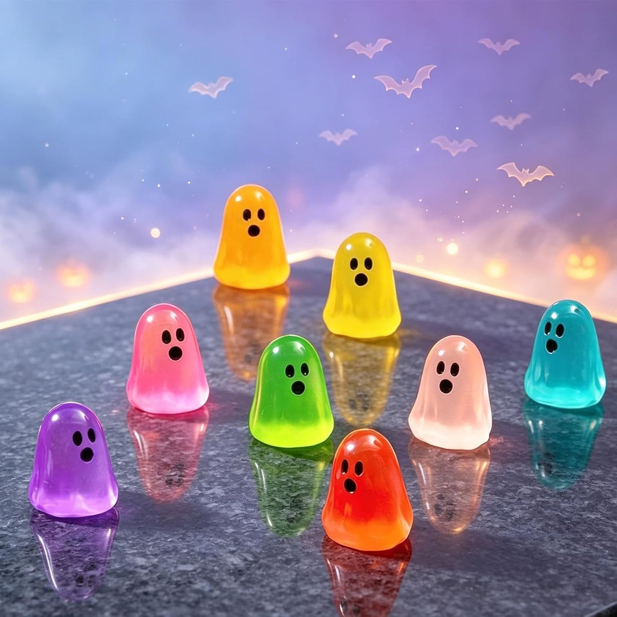 Glow In The Dark Ghost Figurines, Glow in Dark Cute Ghost Resin Bead Set | Perfect Halloween Party Ornaments, Micro Landscape Filler & DIY Craft Material