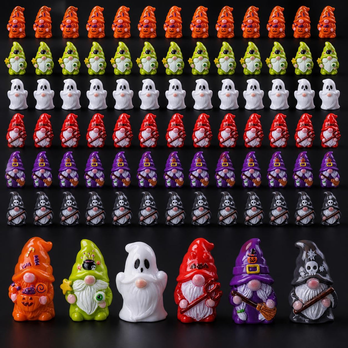 Faunamancy 90 Pcs Halloween Mini Ducks,Miniature Resin Duck Figurines in 6 Spooky Styles, Bulk Tiny Ghost Pumpkin Skeleton Decor for DIY Crafts, Party Favors & Dollhouse