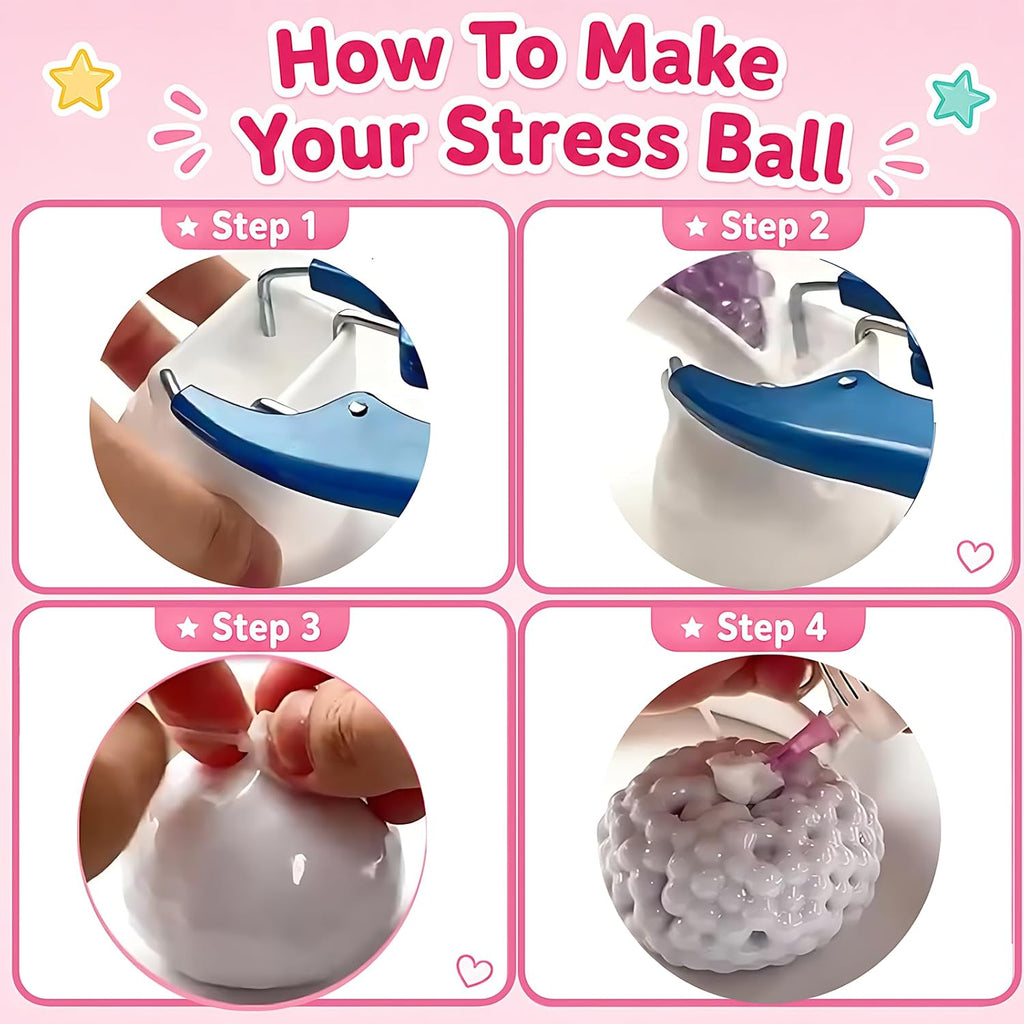 DIY Stress Ball Making Kit with Fillers –15PCS Stress Ball Squishy Making Kit Includes 15Empty Squishy Skins, 18Fillers, Air Pump & Expanded Tool for Adult ASMR Anxiety Relief & Sensory Play