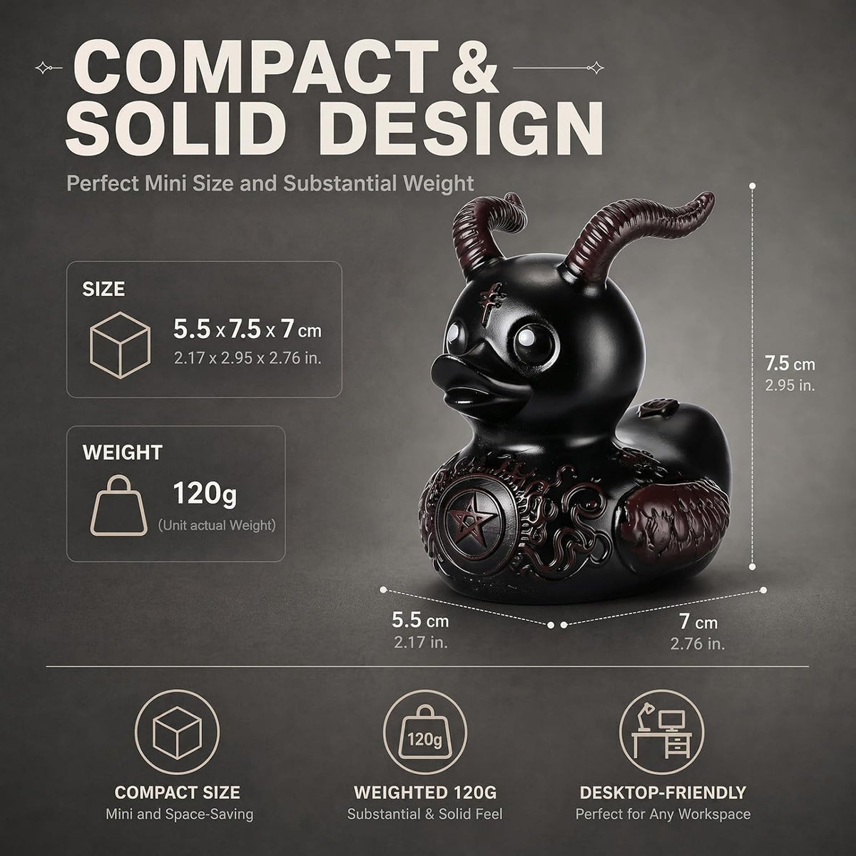 AceOrbit 6 Pcs Punk Duck Goth Resin Duck 3 Inch Satanic Figurine Decor | Halloween Gothic Gift, Goth Car Accessories, Novelty Desktop Decor for Home Office Bookshelf