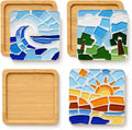 Glizma 6 Sets DIY Acrylic Mosaic Coaster Kit with Floral Patterns, Unique Floral Design Coasters Craft Kit for Adults & Women, Complete Mosaic Coaster Making Kit for Home Decor & Gifts