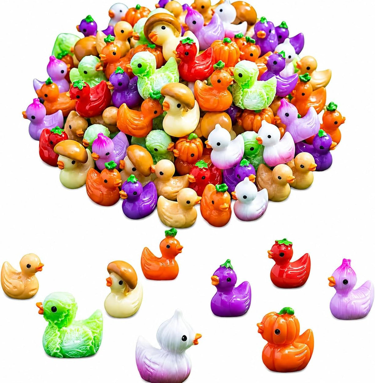 60Pcs Glow in the Dark Halloween Resin Charms, Mini Pumpkin and Ghost Resin Figurines,Halloween Craft Fillers for Car Dashboard Ornaments,Fairy Garden Accessories,Moss Terrarium Decor,DIY Projects