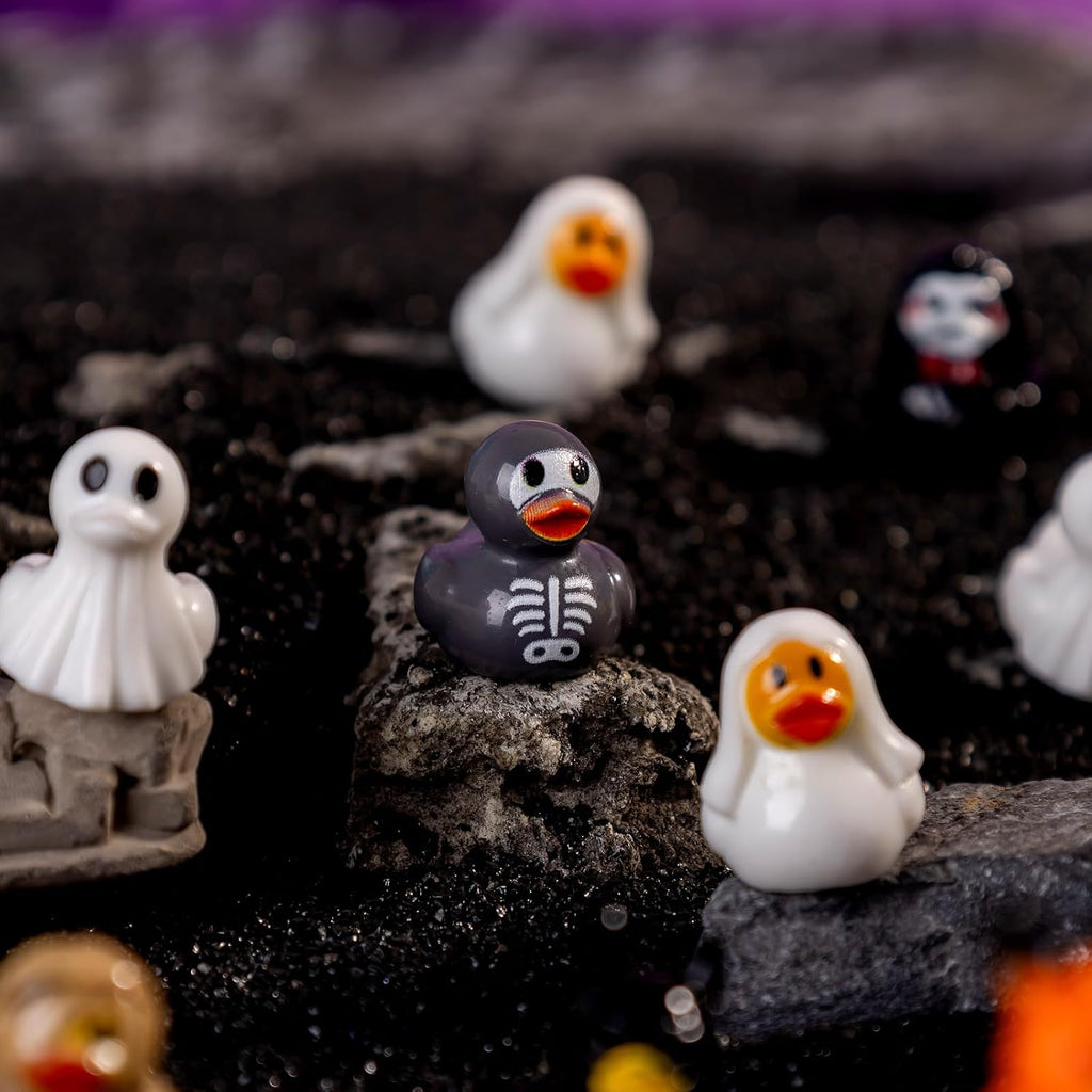 100Pcs Halloween Mini Ducks Miniature Halloween Resin Figurines Decor | 25 Styles 4 of Each Novelty Small Tiny Resin Ducks Bulk Halloween Party Favors DIY Gift Dollhouse Decorations