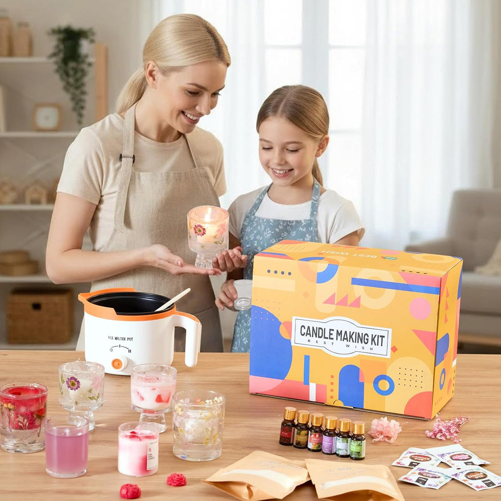 2-in-1 Soy & Jelly Wax DIY Candle Making Kit for Beginners & Adults | Complete Candle Making Kit, Dual-Setting Wax Melter, Custom Fragrances & Colors, Ideal for Home Hobby & Holiday Gifts