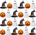 VioraWhite 20 Pcs Halloween Hanging Tree Ornaments Cute Sliver Ghost and Gold Pumpkin Lantern Decoration Mini Plastic Halloween Tree Home Decorations for Holiday Party Decor