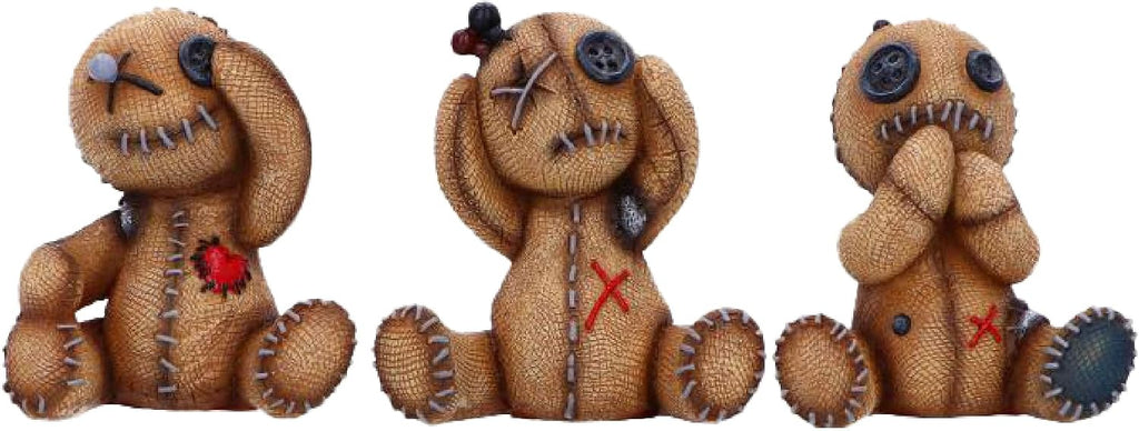 Nemesis Now Three Wise Voodoo Dolls Figurine Set, See No Evil Hear No Evil Speak No Evil Hand-Painted Resin Gothic Halloween Decor Collectible