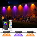 Smart Color Changing Outdoor Fence Lights RGB5050 Built in Chip with Remote | 50ft 8 Pack Deck Lights with Timer APP, Plug in LED String Lights Waterproof for Backyard Garden Patio Decor