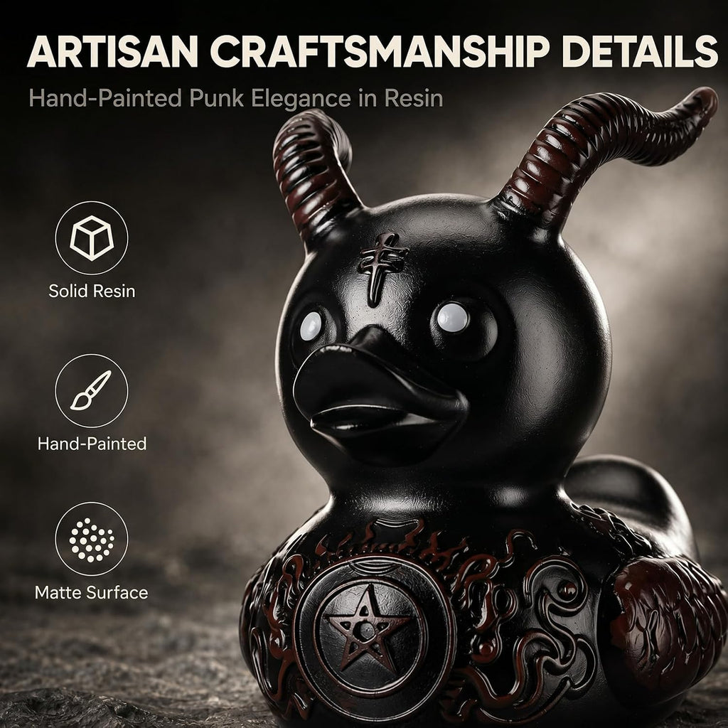 AceOrbit 6 Pcs Punk Duck Goth Resin Duck 3 Inch Satanic Figurine Decor | Halloween Gothic Gift, Goth Car Accessories, Novelty Desktop Decor for Home Office Bookshelf