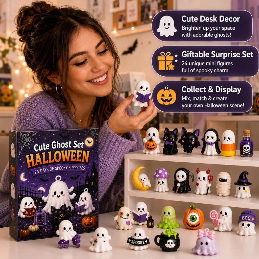 Gonlylai Cute Ghost Mini Resin Figurine Set | Surprise blind door design