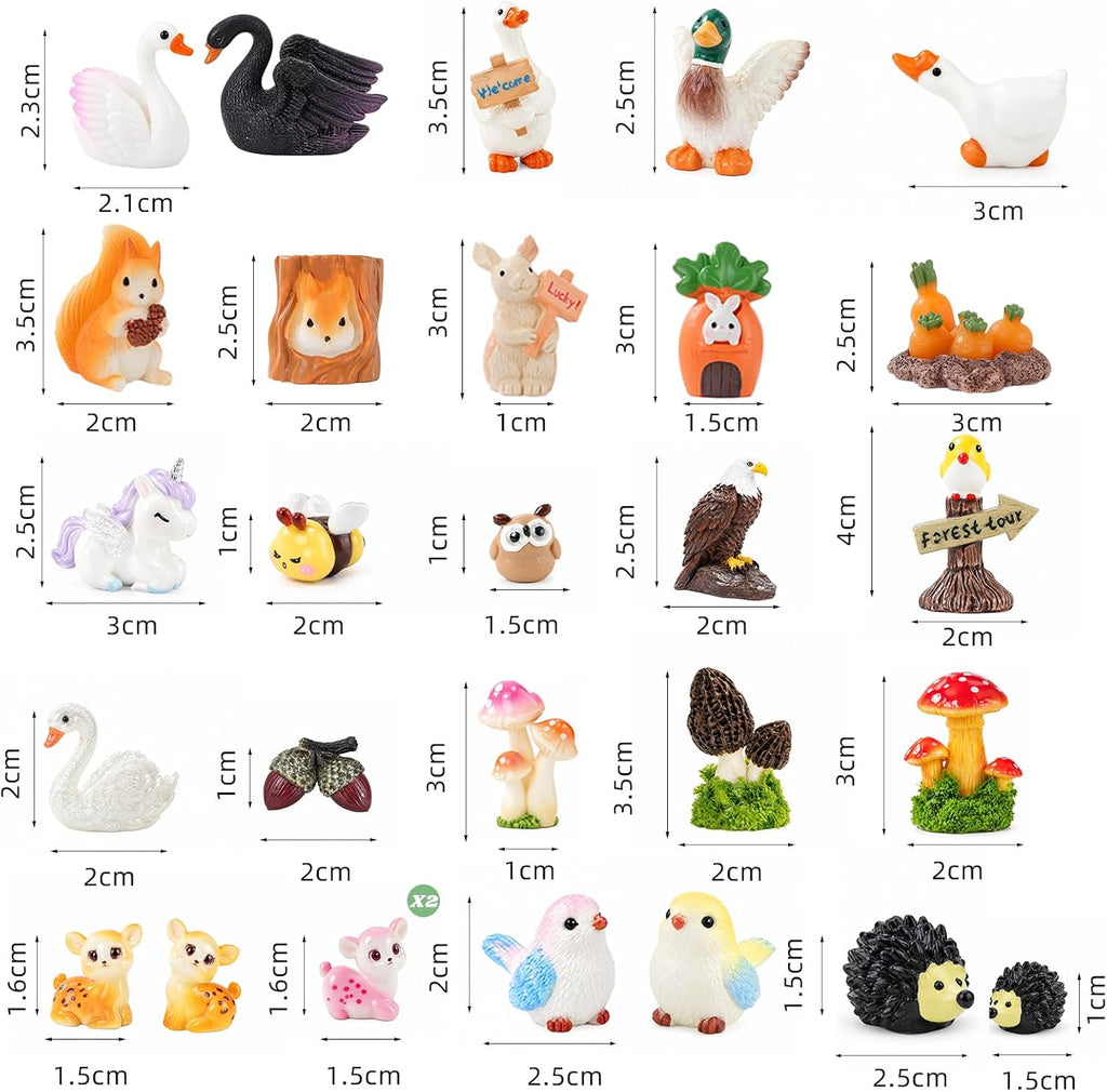 Xihaian 104 Pcs Fairy Garden Accessories Miniature House Figurines Kit | Complete Miniature Garden Ornaments, House Animal Plant Statues, Sturdy Resin, DIY Terrarium Potted Dollhouse Landscape Decor