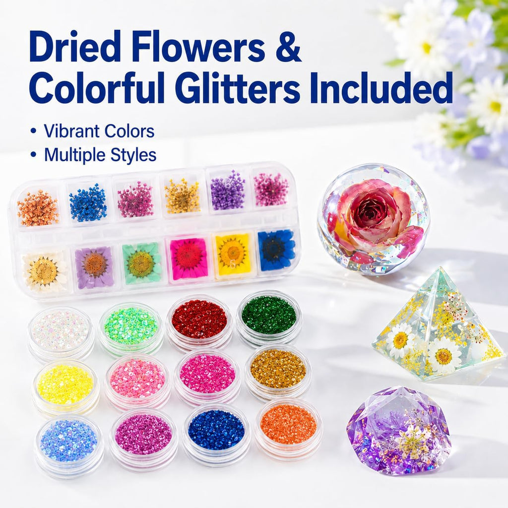 LET'S RESIN 16oz Epoxy Resin Kits and Molds Complete Set for Beginners | Resin Art Kit With Silicone Molds, Pigment, Dried Flowers, for Adults, Art Supplies for DIY Lovers, DIY Gift for Women