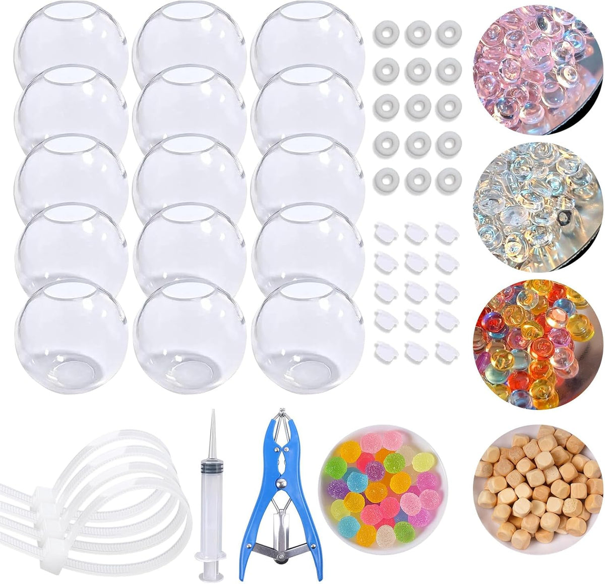 Anergoo DIY Stress Ball Making Kit – 12 TPR Ball Skins, 12 Fillers, 7-Color Slime & 5-Color Clay, Squishy Maker Kit, ASMR Sensory Toys, Squishy Makers, Creative Craft Gift Adults