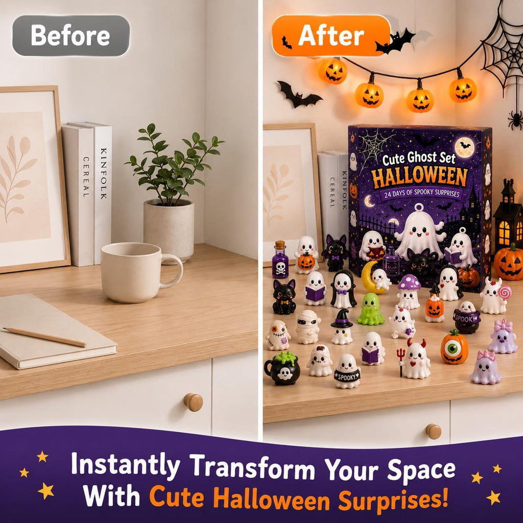 Gonlylai Cute Ghost Mini Resin Figurine Set | Surprise blind door design