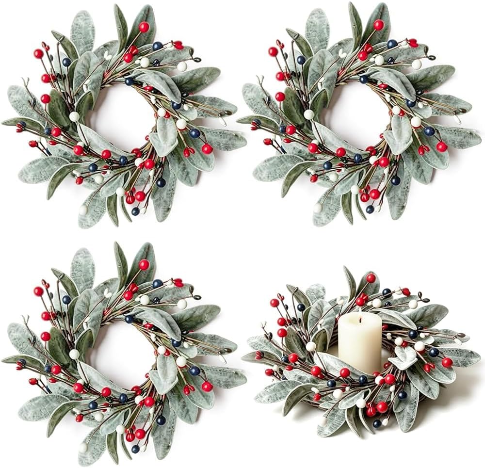 8 PCS Small Halloween Wreaths Mini Black Halloween Candle Rings | 6 Inch Halloween Cabinet Bows Wreaths, Hanging Wreath for Front Door Window Decoration Kitchen Cabinet Fireplace Home Decor
