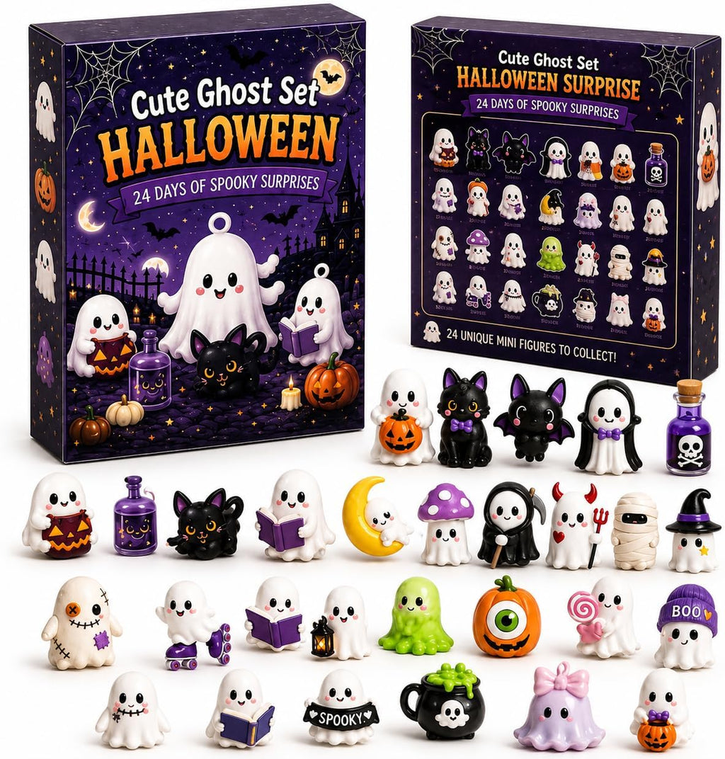 Gonlylai Cute Ghost Mini Resin Figurine Set | Surprise blind door design