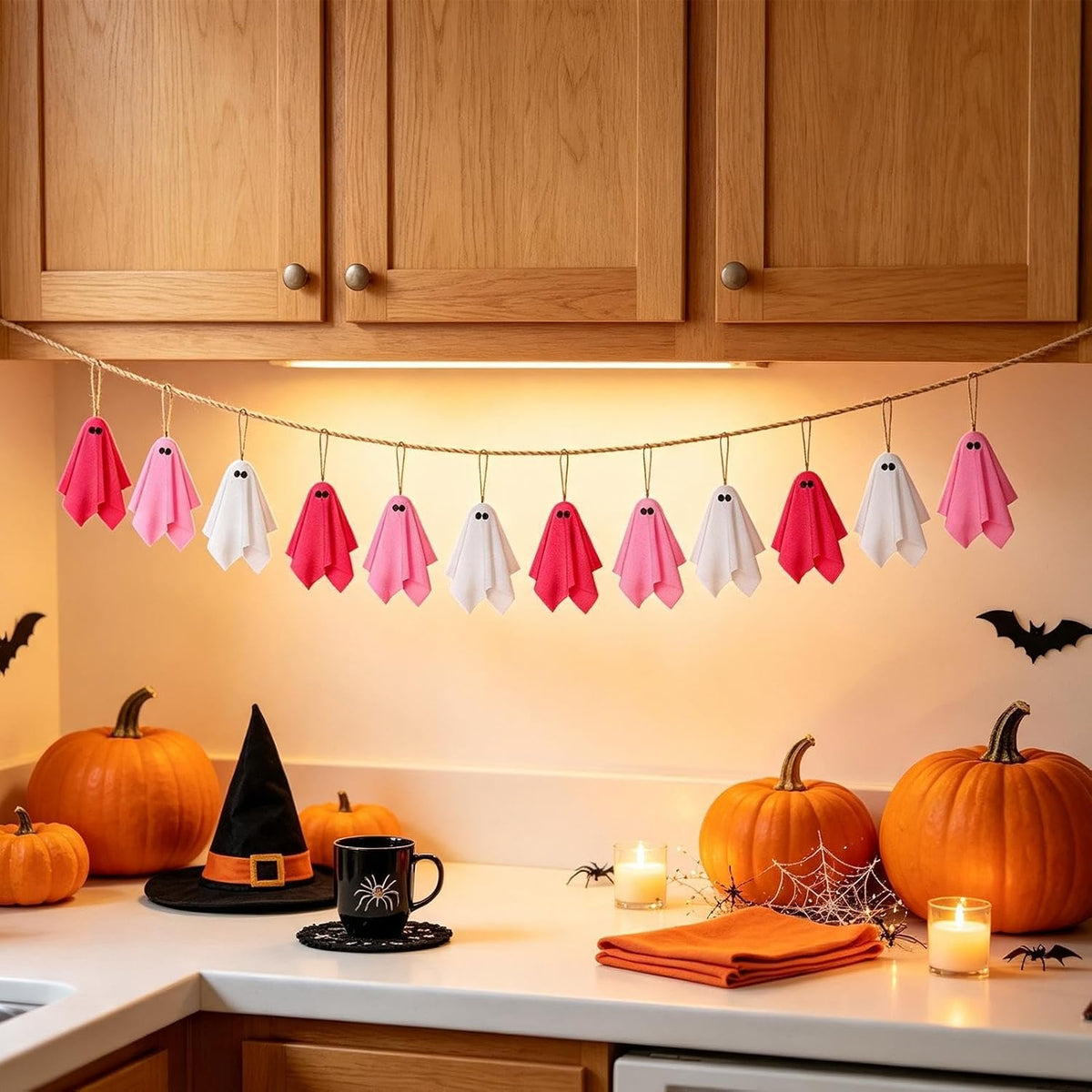Halloween Ornaments Set – 15 Pieces Spooky Small Ghost Hanging Decors | | Miniature Tree Baubles Resin Pendants for Indoor Outdoor Holiday Party Wreath Garland Festive Table Top Display Accessories
