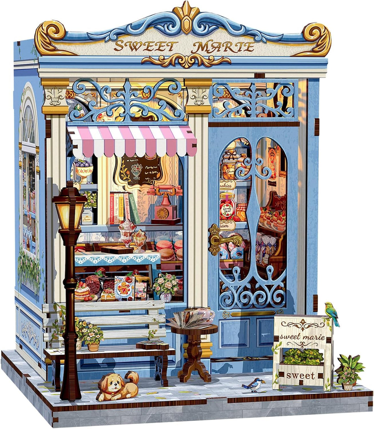 CUTEBEE 3D Puzzle Book Nook Kit, DIY Miniature Dollhouse Kit for Adults | Booknook Kits for Adults, 3D Wooden Puzzle Tiny House Bookshelf Decor, Gifts for Family, Friends (Sweet Marie)