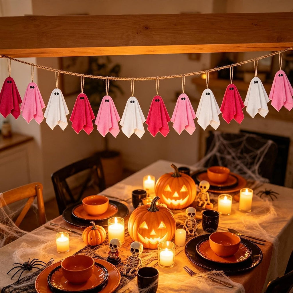 Halloween Ornaments Set – 15 Pieces Spooky Small Ghost Hanging Decors | | Miniature Tree Baubles Resin Pendants for Indoor Outdoor Holiday Party Wreath Garland Festive Table Top Display Accessories