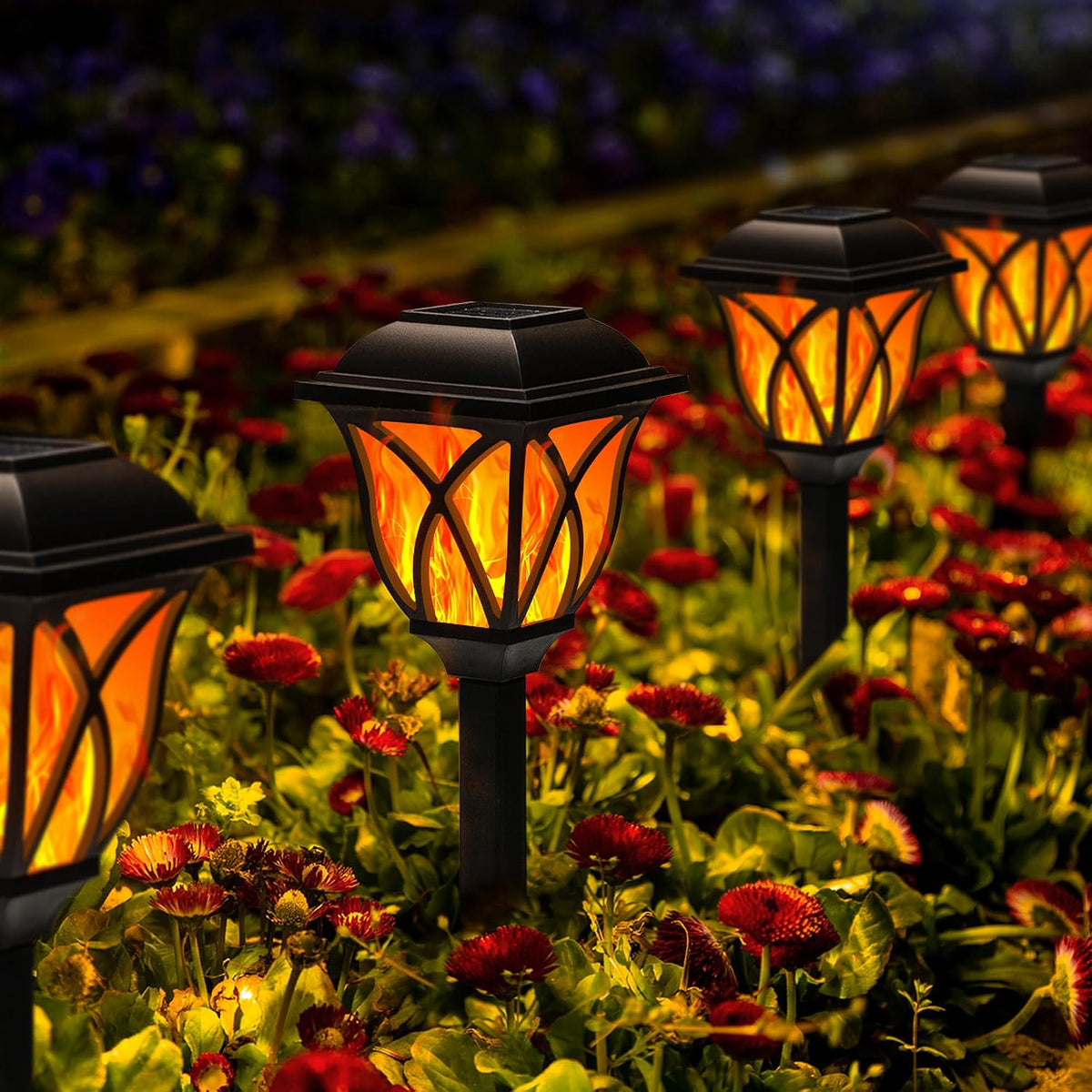 GIGALUMI 6 Pack Solar Lights Outdoor Waterproof, LED Solar Garden Lights | Outdoor Decorations, Garden Decor for Yard, Patio, Landscape, Planter, Walkway (Warm White)