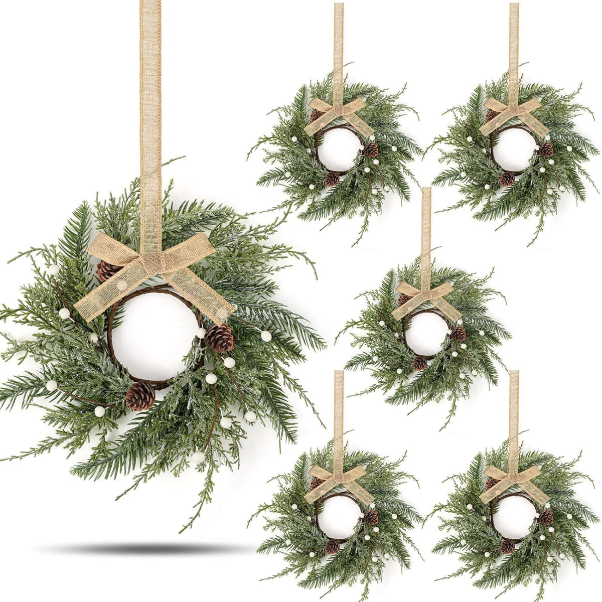 8 PCS Small Halloween Wreaths Mini Black Halloween Candle Rings | 6 Inch Halloween Cabinet Bows Wreaths, Hanging Wreath for Front Door Window Decoration Kitchen Cabinet Fireplace Home Decor