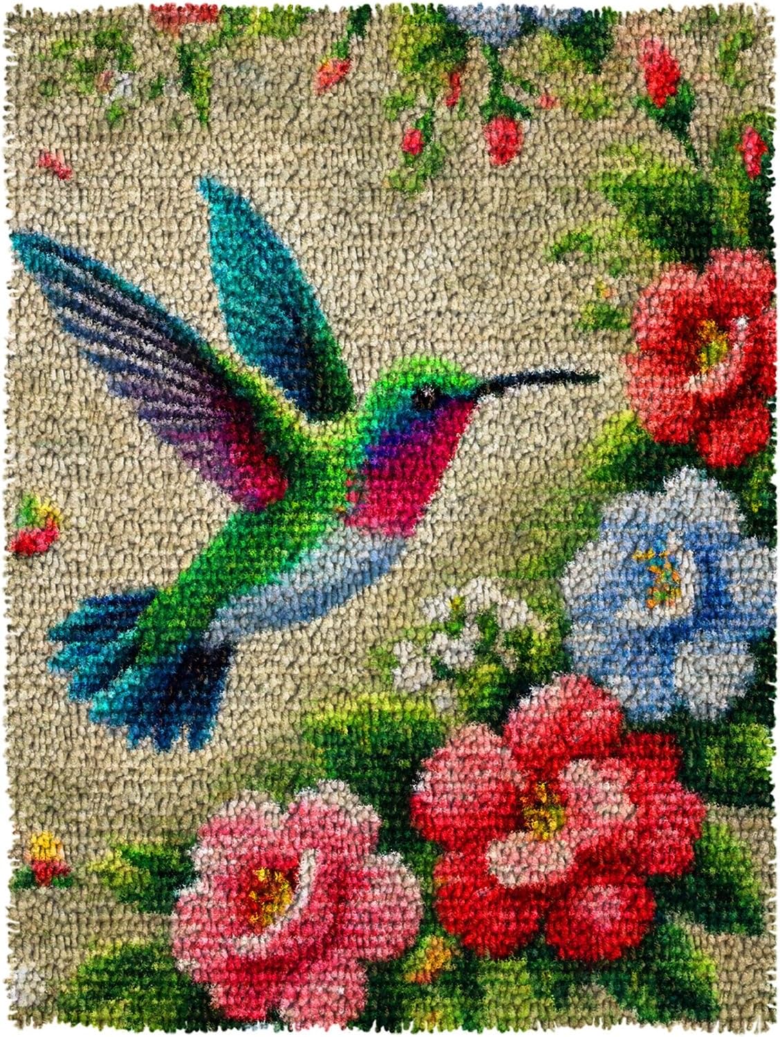 Latch Hook Rug Kit, Sunflower Pattern Printed Canvas DIY Rug Crochet Yarn Kits, Embroidery Decoration 20.4 X 20.4 (52 * 52cm)
