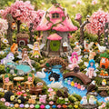 Xihaian 104 Pcs Fairy Garden Accessories Miniature House Figurines Kit | Complete Miniature Garden Ornaments, House Animal Plant Statues, Sturdy Resin, DIY Terrarium Potted Dollhouse Landscape Decor
