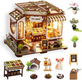 DIY Miniature House Kit- Miniature House Kit Adults Pet Shop | Tiny House Kit Tiny Home Kit Birthday Gifts 3D Wooden Puzzle Home Decoration, Book Nook Kit for Adults Dollhouse Booknook