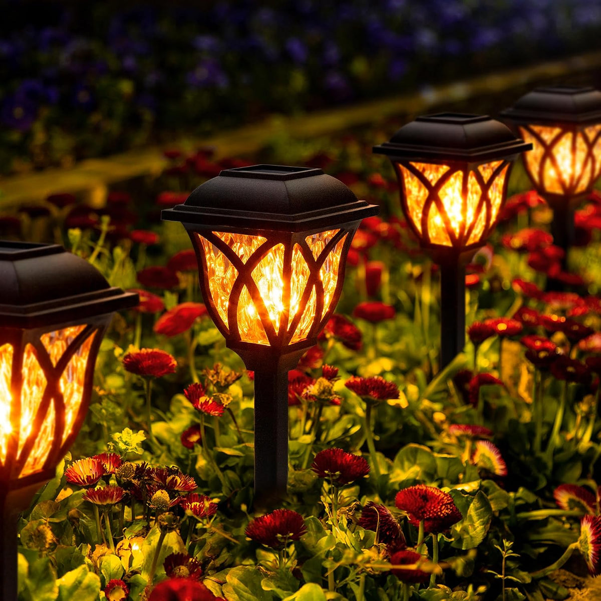 GIGALUMI 6 Pack Solar Lights Outdoor Waterproof, LED Solar Garden Lights | Outdoor Decorations, Garden Decor for Yard, Patio, Landscape, Planter, Walkway (Warm White)