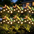 VOOKRY 4 Pack Halloween Decorations Outdoor, 24 LED Solar Firefly Lights Outdoor Waterproof Swaying Scary Solar Halloween Lights for Yard Garden Pathway Lawn Party Decor, Orange & Purple