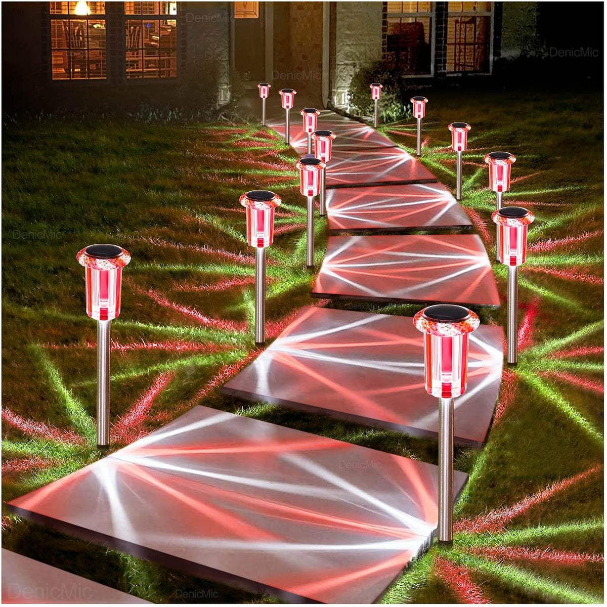 DenicMic Solar Halloween Lights Outdoor Waterproof 10 Pack Halloween Decor | Stake Lights for Yard Pathway Garden Patio Lawn Walkway Driveway, Auto On/Off Purple LED Halloween Decorations Outdoor