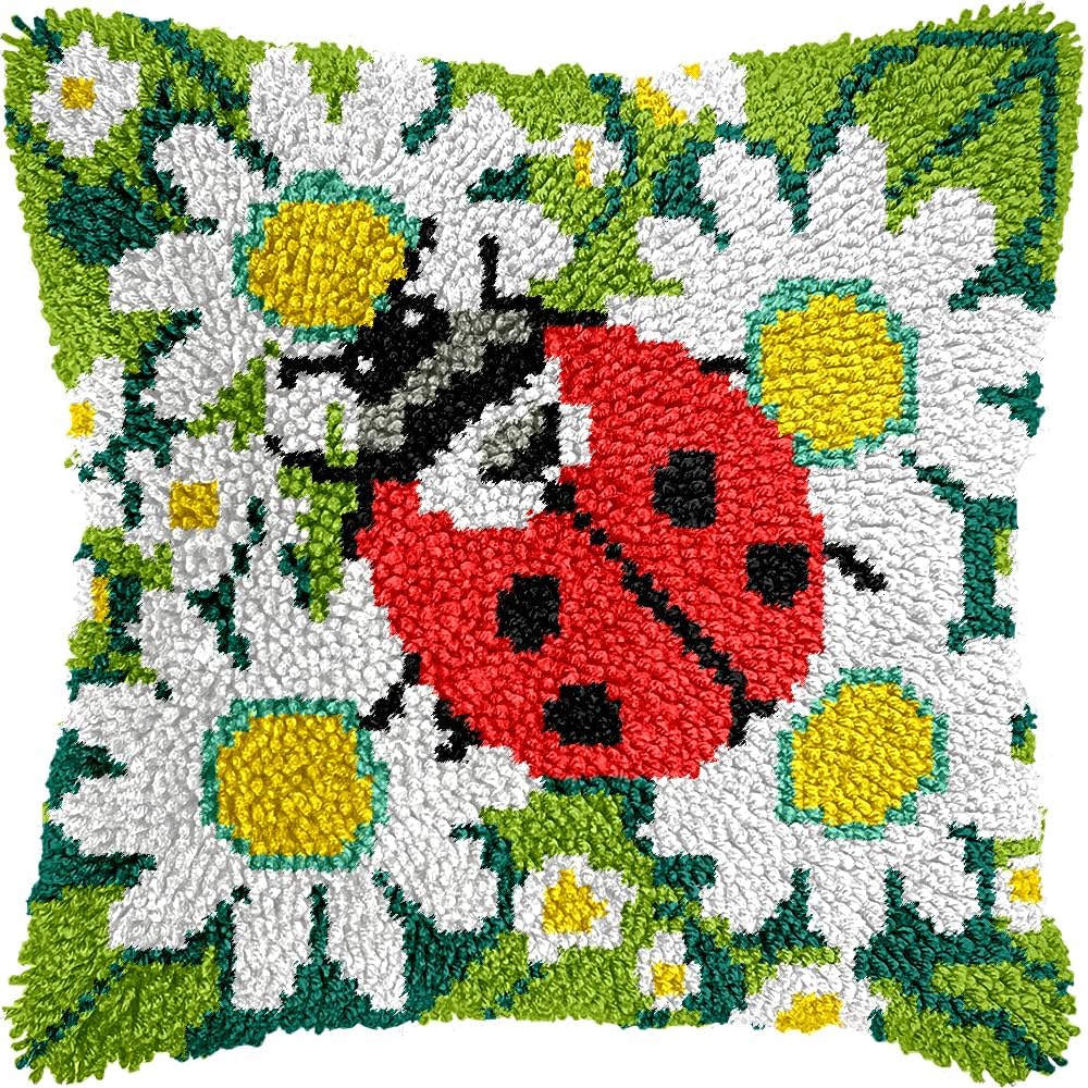 Colorful Cat Latch Hook Pillow Kits for Adults Beginner, Pre-printed Canvas | All-in-One Pets Latch Hook Rug Kit, Easy DIY Cushion Pillowcase Craft Gift Relaxing Hobby for Home Decor